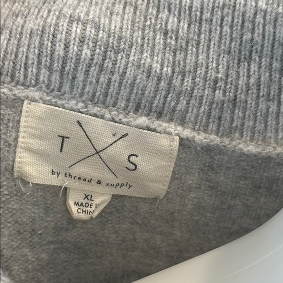 Thread & Supply Gray and Black V-Neck Wool Blend Sweater - Picture 4 of 8